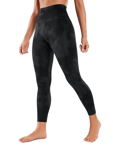 CRZ YOGA Womens Naked Feeling Workout 7/8 Yoga Leggings - 25 Inches High Waist Tight Pants Black Tie Dye Flowers Medium