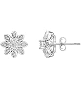 Timeless Love Diamond Stud Earrings for Women, 1/10 CT Flower Shaped Diamond Earrings in Polished...