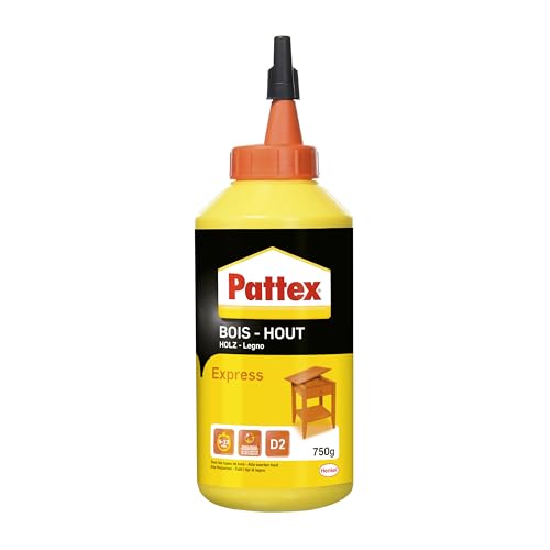 Pattex | Colle Bois Express (biberon de 750 g) – Colle à bois transparente à séchage rapide – Colle vinylique pour montage, assemblage, placage ou contrecollage