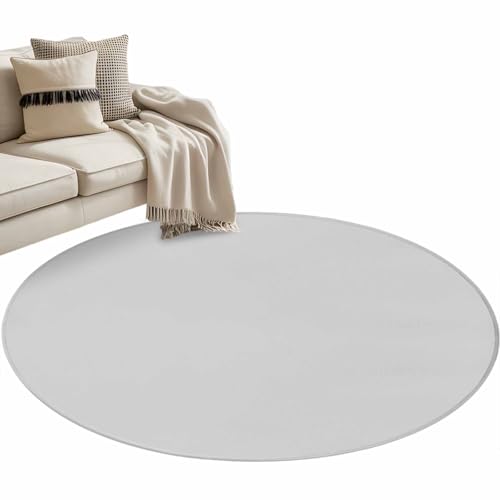 Solid Color Round Area Rug 4 ft Light Gray Washable