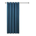 Oxford Homeware Navy Blackout Curtains for Bedroom – 66x84 Drop Crushed Velvet Eyelet Curtains for living room Super Soft Thermal Door Curtain Single Panel with Tieback