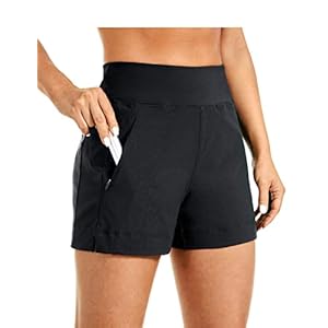 CRZ YOGA Women’s Lightweight Mid Rise Hiking Shorts 4” – Stretch Athletic Summer Travel Outdoor Golf Shorts Zip Pockets