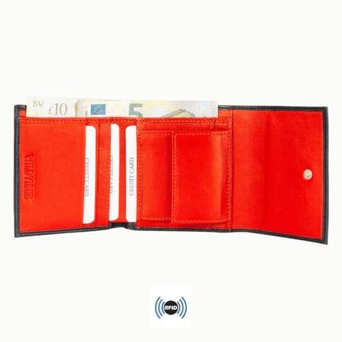 Image of WILDVIBEZ Black & red Leather Women Wallet | RFID Blocking Ladies Purse | Ultra Strong Stitching | 4 Card Slots I Lightweight I mini Wallet Women Leather | 6 Months Warranty (Seller Fulfilled)