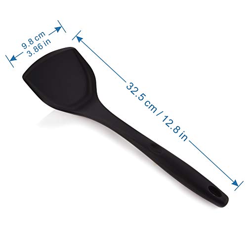 Silicone Wok Spatula, Upgrade Nonstick Spatula Turner Heat Resistant Solid Silicone Stir Fry Spatula For Non Stick Cookware (Black) #TOP5