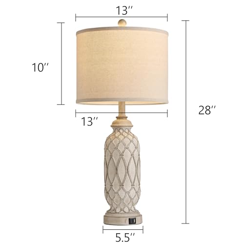 Ireliare 28" Table Lamps for Living Room Set of 2, Farmhouse Lamps for Bedroom with USB A+C Charging Ports, Touch Lamps for Nightstand, 2 Bulbs Included - Image 7