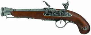 Denix Left Handed Pirate Flintlock Blunderbuss Pistol, Antique Gray