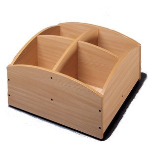 Nathan 372458 Low 4-Compartment Book Box, Beech-Effect, Multi Color