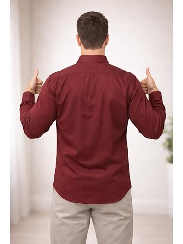 Image of Men's Solid Casual Shirt | Casual Plain Button Down Shirt for Men | Regular Fit Full Sleeves Smart Formal & Casual Wear