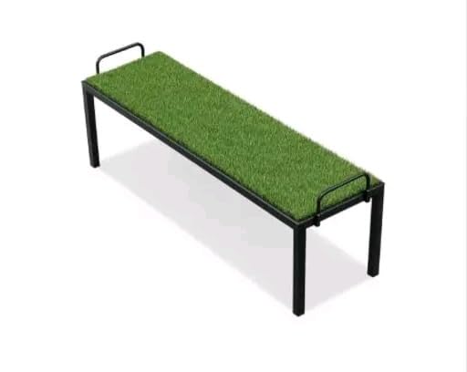 Image of Metal Bench with Artificial Grass Top, Heavy Duty Steel Seating Bench for Garden, Balcony, Terrace, Outdoor, Indoor, Lawn, Patio, Waiting Area, Home & Commercial Use, Green