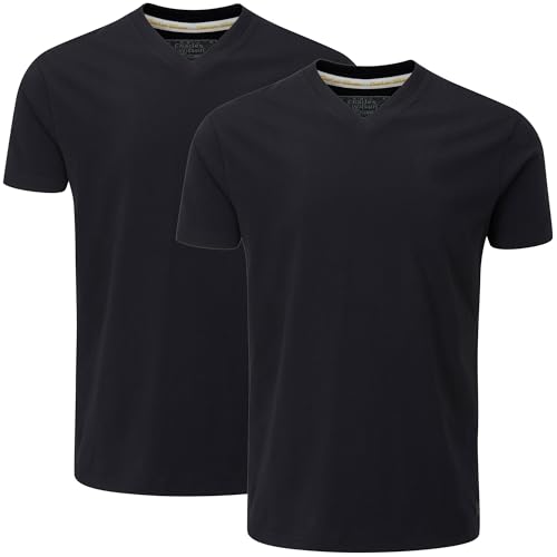 Charles Wilson Paquete 2 Camisetas Cuello Pico Lisas (L, Dark Navy (1024))
