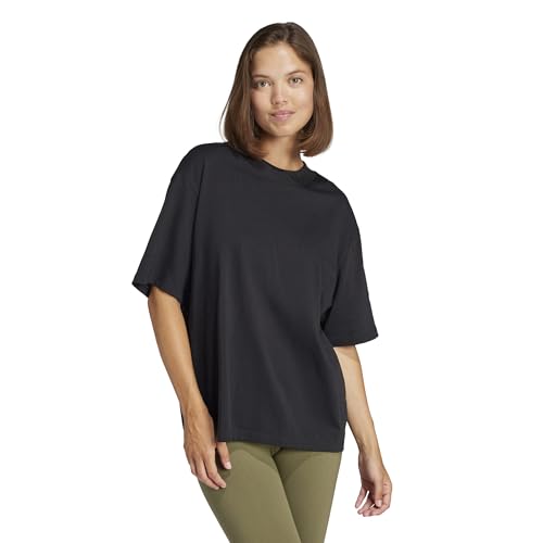 adidas Mujer Essentials Contemporary Logo Boyfriend T-Shirt, Black, M