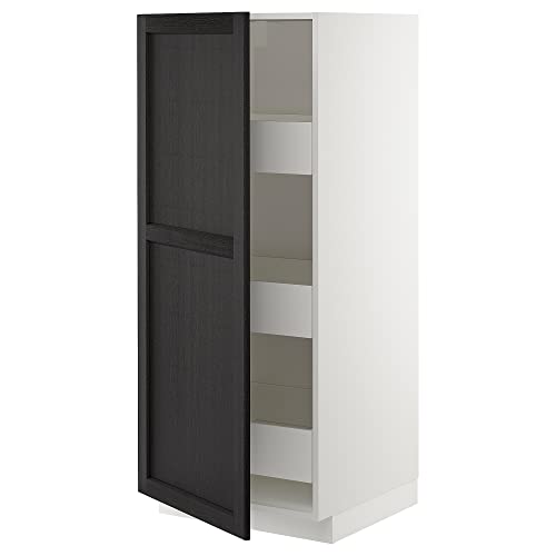 METOD/MAXIMERA high cabinet with drawers, 60x60x140 cm, white/Lerhyttan black stained
