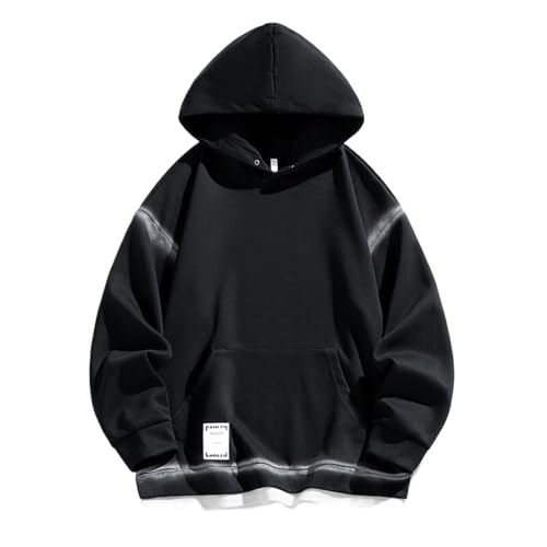 Men's American Style Fake Two-Piece Hoodie Loose Fit Long Sleeve