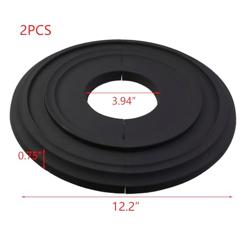 Image of PU Ceiling Medallion Decorative Ceiling Fan Medallion 12.2 inch Traditional Round Home Lighting for Light Fixtures Chandeliers and Ceiling Fans, 2PCS(Black)