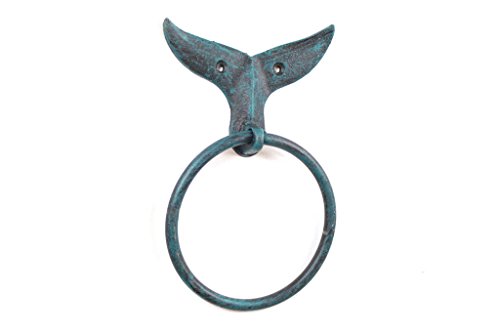 Seaworn Blue Cast Iron Whale Tail Towel Holder 7.5" - Sea Life Decor - Beach Th #TOP1