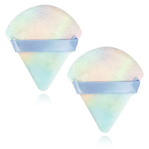 2er Dreieck Puderquaste, samtige Puderquaste Einstellung Puderquaste Make-up Puff mit losem Puder Gesicht Puderquaste für gepresstes Puder unter dem Augen Make-up (mehrfarbig)