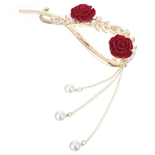 Didiseaon agarre pinza de pelo de la boda pinzas para el cabello para mujeres clip de garra horquilla de flor hair clips horquillas moño pasador de pelo de flor de rosa clip de rosa aleación