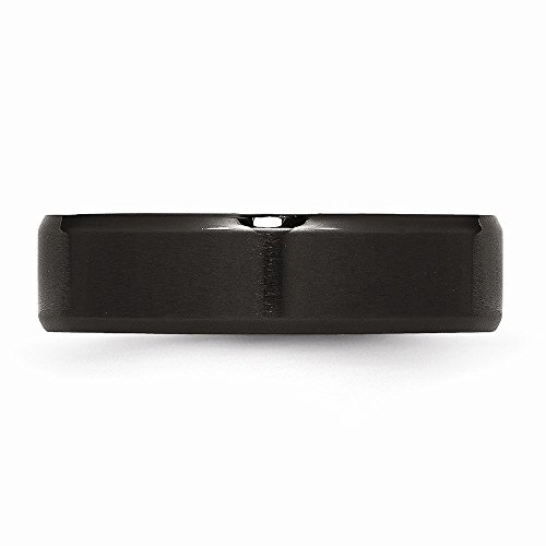 Stainless Steel 6Mm Black Ip-Plated Matte Brushed Finish/Beveled Edge Plain Classic Wedding Band Ring Size 8.5 #TOP2
