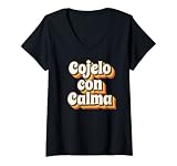 Mujer Cojelo con calma retro Camiseta Cuello V