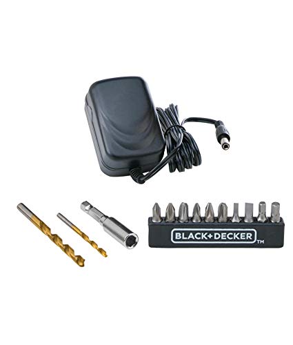 Black+Decker - 12V Cordless Drill with 13 bits in kitbox for Drilling and Clamping 1.5Ah 900rpm, Orange/Black Ld12Sp-B5 2 Years Warranty