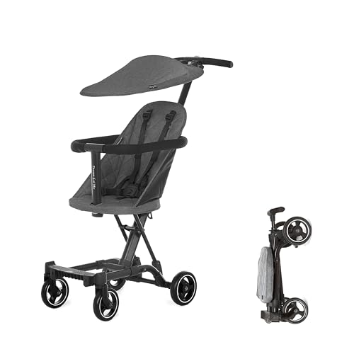 Dream On Me Coast Rider Umbrella Stroller, Lightweight Stroller with Compact Fold, One Hand Easy Fold Baby Stroller, Removable Canopy, Adjustable Handle and Soft-Ride Wheels, Gray