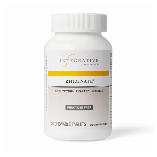 Integrative Therapeutics Rhizinate Fructose Free - Deglycyrrhizinated Licorice (DGL) - for Stomach, Intestinal and Digestive Support - Gluten Free - Dairy Free - Vegan - 100 Chewable Tablets