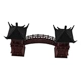 Zynphancer ミニチュアパゴダ像 和風園用ミニ亭橋付きオーナメント 盆栽水槽デスクトップ装飾 伝統建築風景デザイン 自然と気まぐれさを添えるマイクロ景観アクセサリー