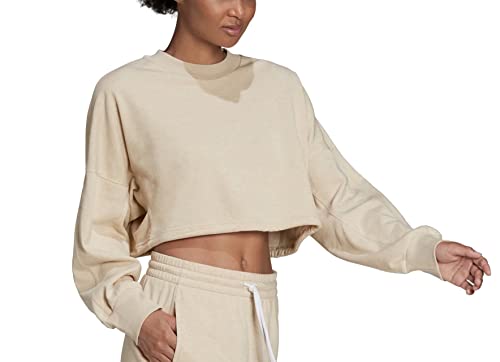 adidas Women's Studio Lounge Summer Crew, Botanic Beige Melange, Medium