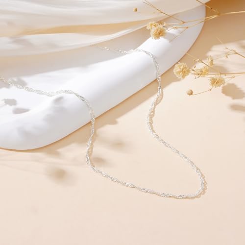 Diorra 925 Sterling Silver Chains for Women, 2mm Link Curb Chain Choker Necklace Sturdy Shiny Hypoallergenic Silver Necklaces for Women Jewellery Gifts (16/18/20/22 Inch) - Image 5