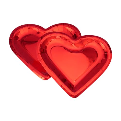 Lot de 24 Assiettes en Carton épaisses en Forme de cœur pour la Saint-Valentin, Anniversaire, Mariage, Romantique, dération, Rouge