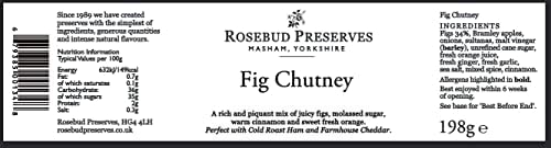 Rosebud Preserves | Fig Chutney | Dark and Rich | Fresh Raw Ingredients | Vegan and Vegetarian | Prepared by Hand | Tasty Treat | 198 g