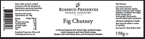 Rosebud Preserves | Fig Chutney | Dark and Rich | Fresh Raw Ingredients | Vegan and Vegetarian | Prepared by Hand | Tasty Treat | 198 g