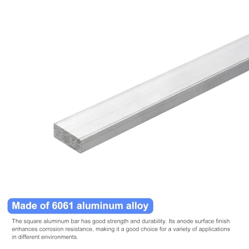 Image of uxcell Square Aluminum Flat Bar, 1 /2 inch Thick 1.2 inch Width 10 inch Length Square Aluminum Bar 6061 Aluminum Flat Plate, 12 x 30 x 254mm T6511 Solid New Mill Stock for Industrial Building