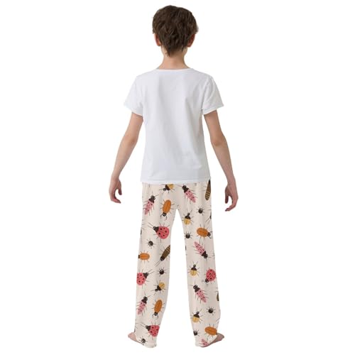 ZZXXB Summer Cicada Ladybug Boys Long Pants Soft Trousers Elastic Waist Kids Lounge Bottoms with Pockets S-XL3