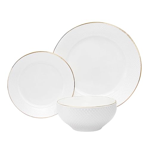 Image of Godinger Dinnerware Set, Gold Rimmed 18-Piece Set - Service for 6