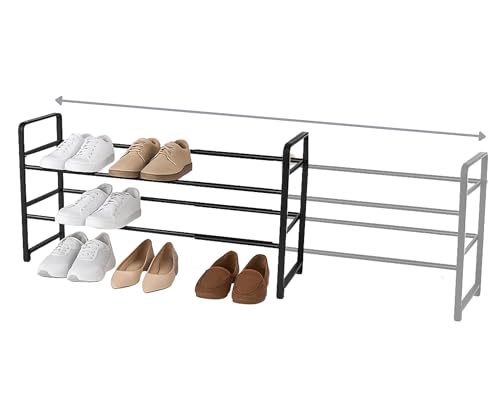 ABB4US | Zapatero Metálico Extensible 2 Niveles | Hasta 16 Pares | 65–115 x 22 x 39 cm | Zapatero estanteria para Entrada, Dormitorio o Armario | Montaje Fácil