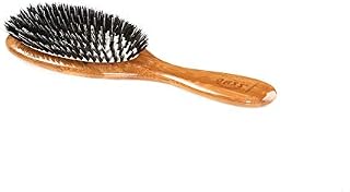 Brush - Medium Oval Cushion 100% Wild Boar/Nylon Bristle Wood Handle Bass Brushes