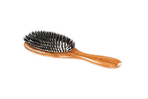 Bass Medium Oval Cushion 100% Wild Boar/Nylon Bristle Wood Handle