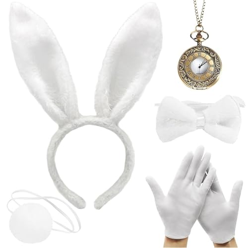 5Pcs White Rabbit Alice in Wonderland Costume Set White Rabbit Costume
