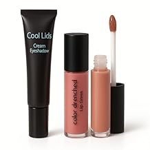 Makeup Trio Bundle Cream Eyeshadow Mermaid Marine Blue, Color Drenched Lip Gloss Piazza Pink & Matte Lip Mousse Truffle | Long-Lasting Eye & Lip Set for Natural, Shimmer & Soft Matte Looks