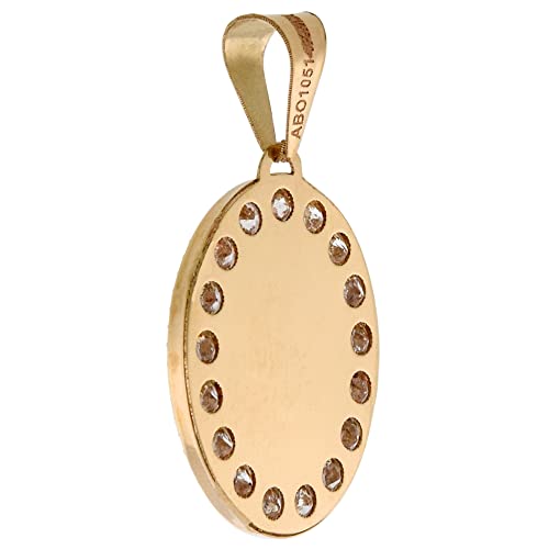Silver City Jewelry, Inc. 7/8 Inch (22Mm) Oval Genuine 14K 3-Color Gold Cubic Zirconia Sacred Heart Of Jesus Pendant For Women & Men Diamond Cut Back No Chain #TOP1