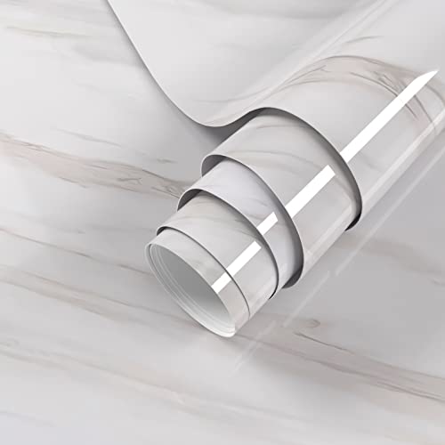 VIOPVERY White Marble Peel and Stick Wallpaper 35" x 197",