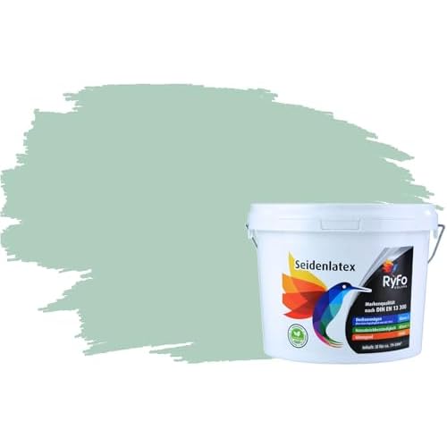 RyFo Colors Seidenlatex Trend Grüntöne Eukalyptus 3l - bunte Innenfarbe, weitere Grün Farbtöne und Größen erhältlich