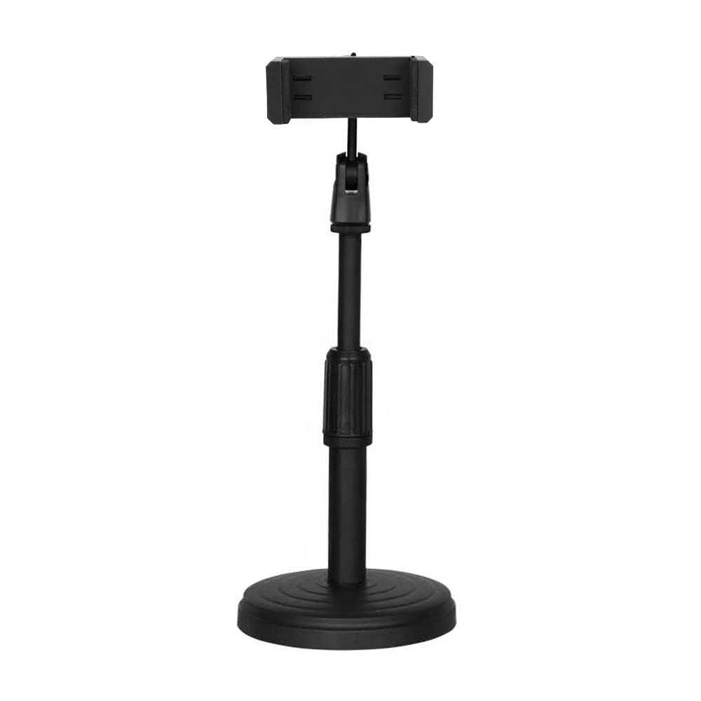 JoleritcDesktop Cell Phone Stand Holder Clamp Tablet Stand Adjustable Height Portable Stable Round Base for Watching Online Classes Video Photo ing Live Streaming Black