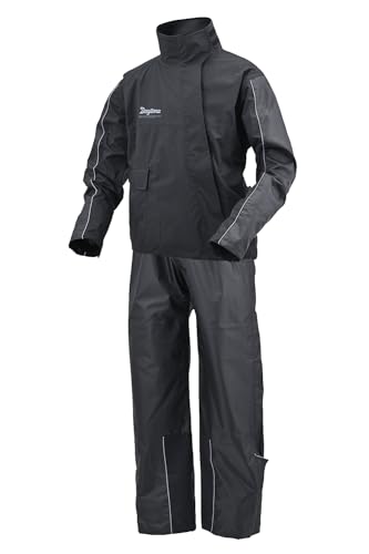 デイトナ(Daytona) バイク用 レインウェア 上下セット 耐水圧20,000mm ストレッチ 止水ファスナー 防水 ハイパフォーマンスレインウェア DR-001 ブラック XLサイズ 48224