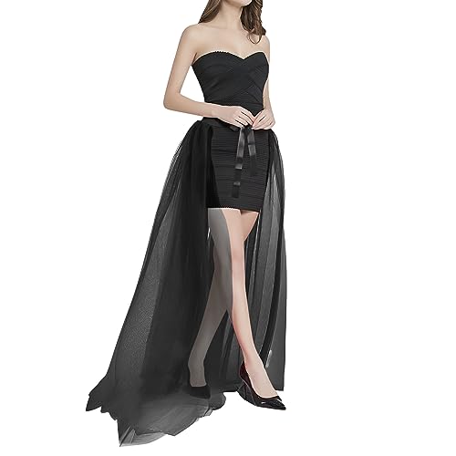 Long Tulle Skirt for Women Tie Tutu Bustle Skirt Mesh Maxi Underskirt Tulle Train Overskirt for Wedding Bridal Cocktail Party2