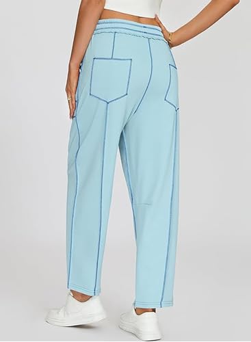 Pantalon decontracte avec poches style barrel chic pour femme moderne