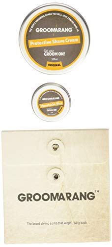 Groomarang Starter Collection Beard Comb Moustache Wax 15ml Shave Cream 100ml Gift Set