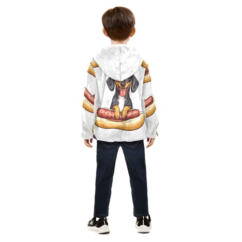 Dog and Hot Dog Girls Fleece Jacket Girls Fall Jacket Girls Zip Up Hoodie Girls Sherpa Jacket 2-10T4