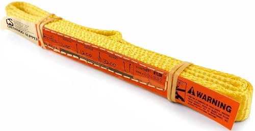 DD Sling 1 Inch x 2 Foot Nylon Lifting Sling – USA Made, 1,600 lb Vertical, 1,200 lb Choker, 3,200 lb Basket – 1-Ply Heavy Duty 900 Webbing, Type 3 Flat Eye & Eye Sling